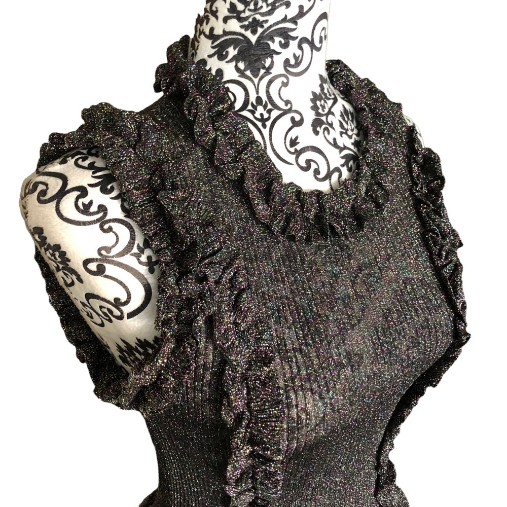 ZARA Sparkly Ruffled Top Small - Picture 4 of 13